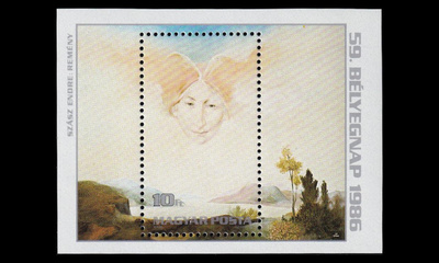 Unkari 3839BL185 ** Postimerkin päivä maalauksia (1986)