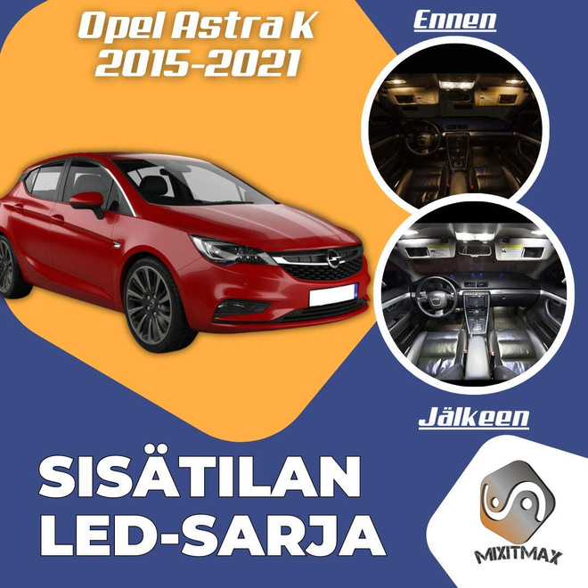 Opel Astra K Sisätilan LED-sarja 13-osainen