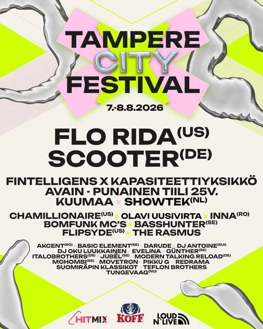 Tampere City Festival 2026 Pe 7.8. - La 8.8.2026  2 päivää