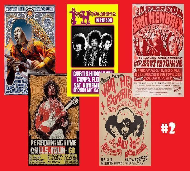 JIMI HENDRIX EXPERIENCE julistesetti 5kpl -- 21cm x 30cm #2