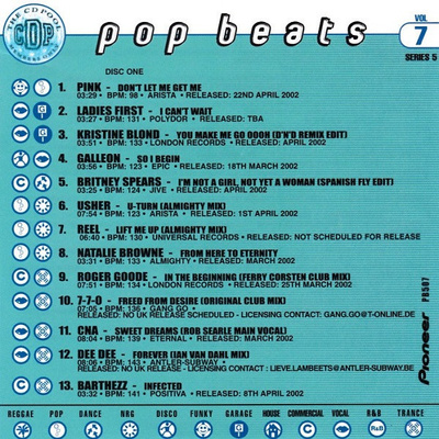 Various - Pop Beats Series 5 Volume 7 CD P¡nk Britney Usher