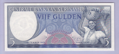Suriname 5 Gulden v.1963 UNC P-120b
