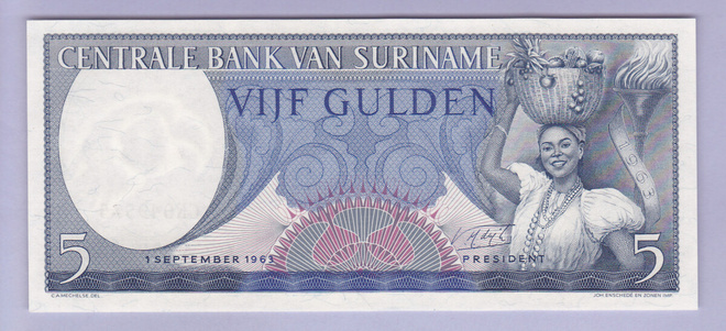 Suriname 5 Gulden  v.1963 UNC P-120b