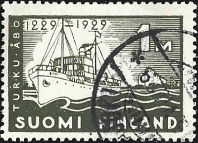 1929 Turun 700-vuotisjuhla 1 mk leimattu LaPe 139 W 1