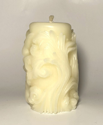 Iso mehiläisvahakynttilä - Koristeellinen- Valkoinen-10x6 cm