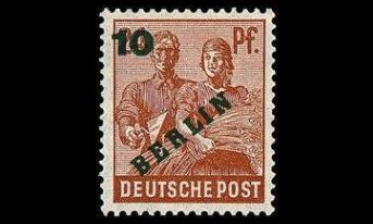 Berlin 65 ** Vihreä päällepainama 10 Pf (1949)