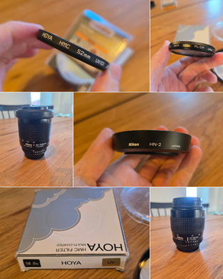 Nikon-objektiiveja ja Hoya-suotimia (myös erikseen)