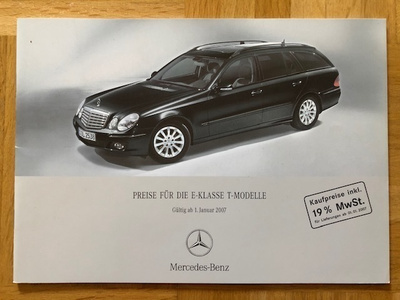 Hinnasto ja lisävarusteet Mercedes S211 E-luokka 2007. Esite