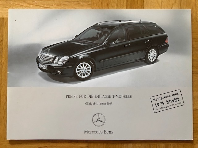 Hinnasto ja lisävarusteet Mercedes S211 E-luokka 2007. Esite
