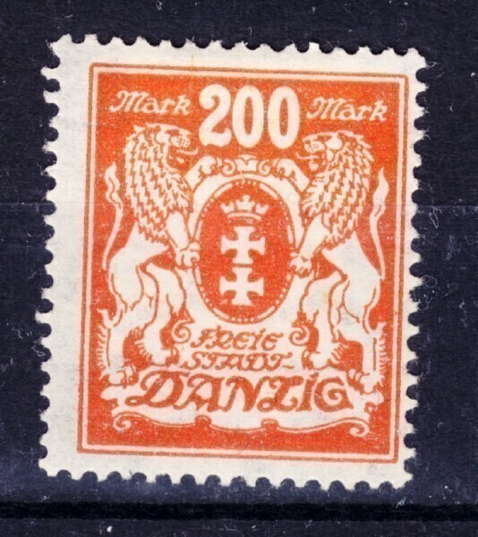 Saksa reich Danzig1923 Mi 142 liimakkeellisena.