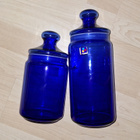 Kaksi Luminarc lasipurkkia vintage koboltin sininen - pikkukuva 1