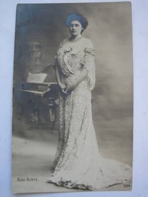 VANHA Postikortti Aino Ackte Oopperalaulaja 1900-l