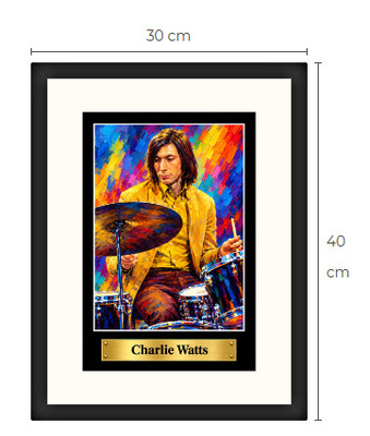 Uusi Charlie Watts art print kehystetty 30 cm x 40 cm