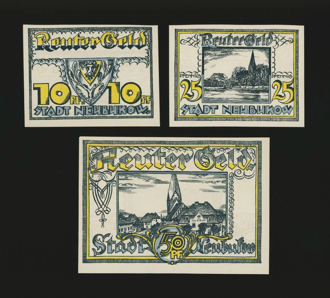 Saksa Notgeld 10, 25, 50 Pfg, Neubukow 1922
