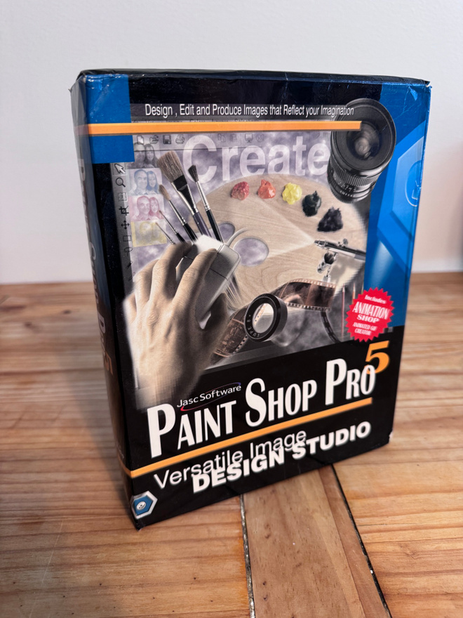Paint Shop Pro 5 + Animation Shop – retro-ohjelmisto Big Box