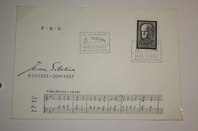 FDC  kuori 8.12.1957 Jean Sibelius