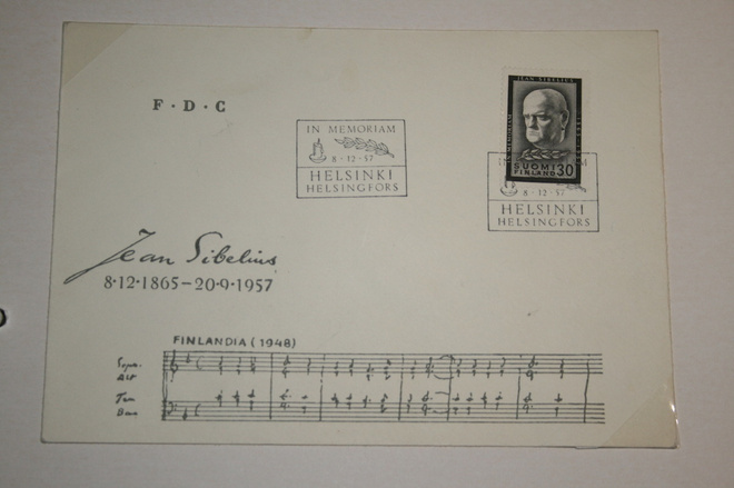 FDC  kuori 8.12.1957 Jean Sibelius