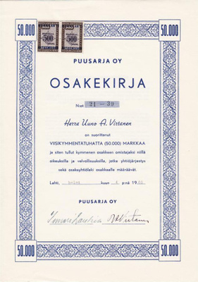 OKK 1948 Puusarja Oy, Lahti osakekirja
