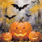 Halloween kolme kurpitsaa ja lepakot - pikkukuva 1