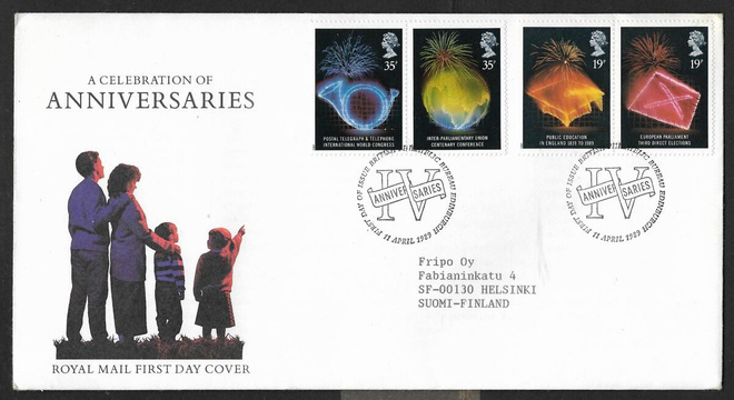 Englanti - IV Anniversaries 1989 FDC (Mic. 1198-1201)
