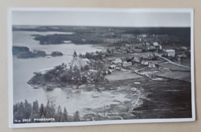 Pyhäranta N:o 3902, kirkko, taajamaa, Velj. Karhumäki, 1949