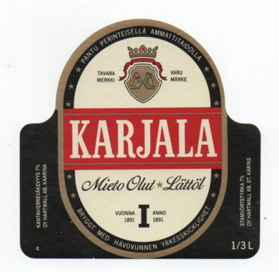 Oy Hartwal Kaarina. KARJALA Mieto I Olut
