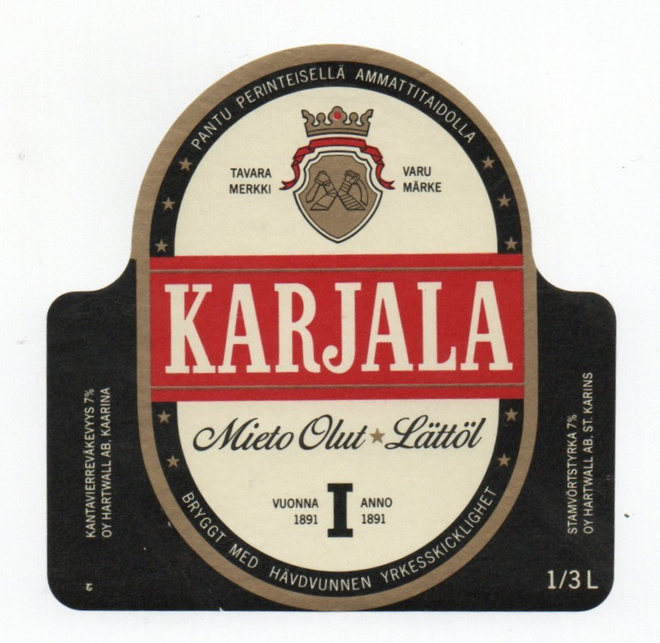 Oy Hartwal Kaarina. KARJALA Mieto I Olut