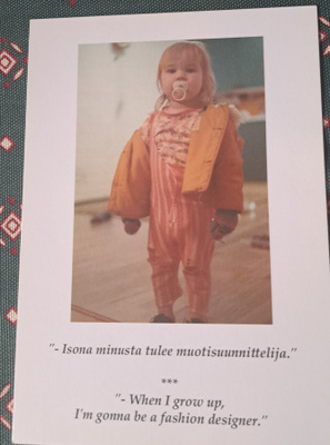 Tyttö: isona minusta tulee muotisuunnittelija, uusi kortti