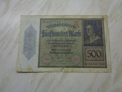 Saksa 500 Mark 1922 seteli