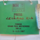 Kisapassi Motocross MM-Kisat Grand Prix 1987 Vantaa Lehdistö - pikkukuva 1