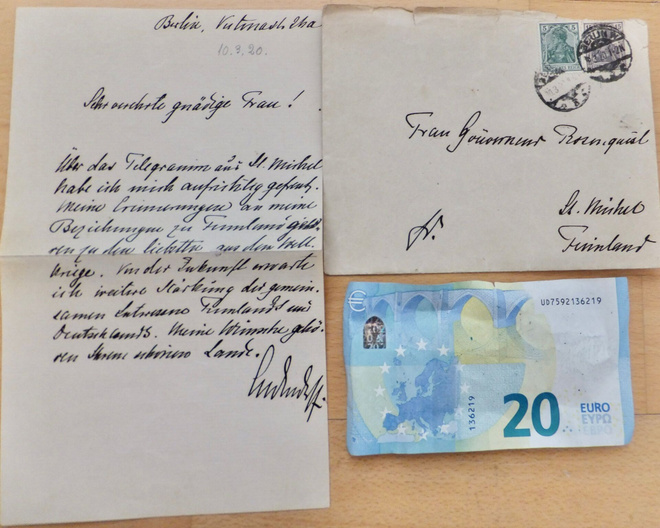 Saksa Kenraali Erich Ludendorff Omakät. Kirje Suomalaiselle