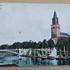 Turku, Kalasatama, Tuomiokirkko, veneitä ja kauppaa, p. 1908 - pikkukuva 1