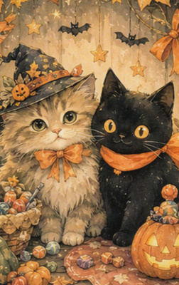 Kaksi halloween-kissaa