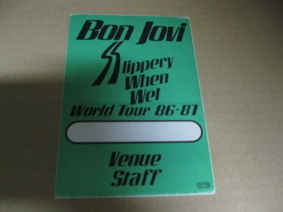 BON JOVI - WORLD TOUR 86-87 BACKSTAGE PASSI .
