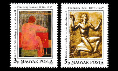 Unkari 4095-6 ** Taiteilijat Noémi ja Béni Ferenczy (1990)
