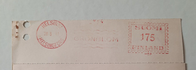 Kuva/firmaleima Grönblom, Helsinki 28.5.41