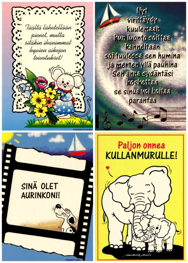 Marleena Ansio, 4 postikorttia, käyttämättömiä