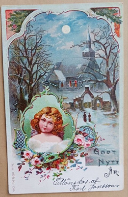 Yömaisema, pikkuleidi ja ruusuja kulmassa, Uusi Vuosi, kulk.
