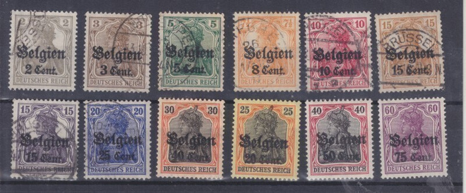 Saksa WW1 Saksan posti Belgiassa Mi 10-21