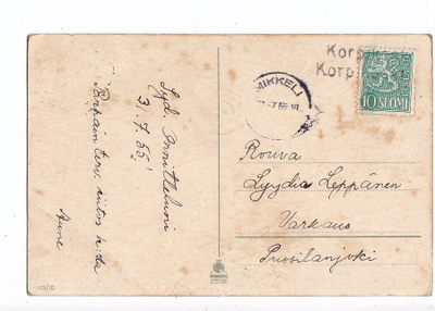 VANHA Postikortti Rivileima Korpikoski 1955