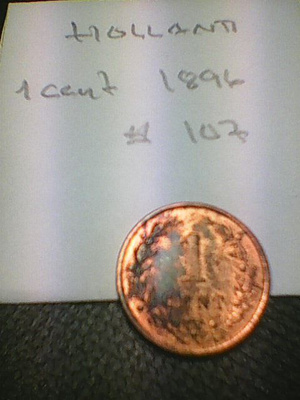 Hollanti 1 cent 1896, km#107