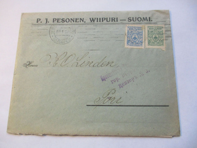 1916 Viipuri P J Pesonen sens liikekuori + kuvalomake