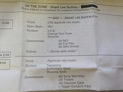 GRANT LEE BUFFALO - IN THE ZONE  LIVE CONCERT RADIOSHOW CD
