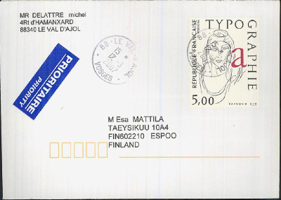 Ranska Mi 2537 kirje Suomeen