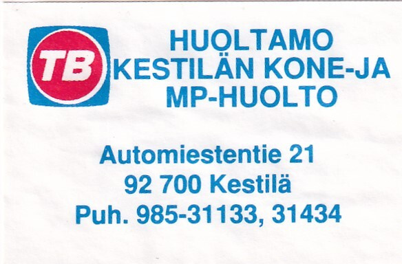 Kestilä. Kestilän kone - ja MP huolto. TB,  e178