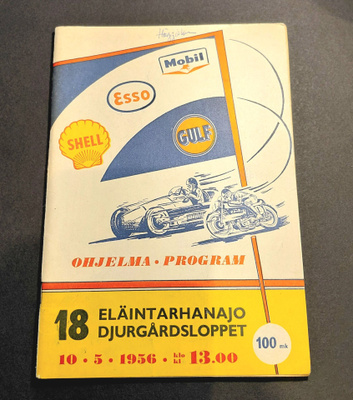 18 Eläintarhanajo 10.5.1956 käsiohjelma