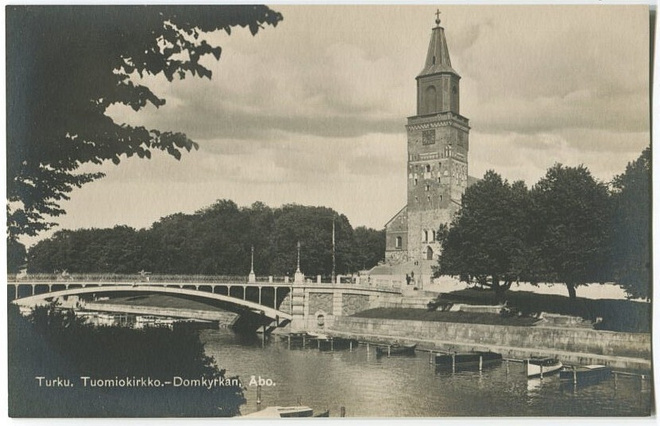 Turku Aurajoki ja Tuomiokirkko 1930-luku