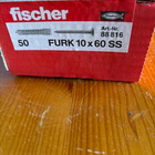 Fischer FURK  10x60 SS karmitulppa kuusiokoloruuvi, 50kpl - pikkukuva 2