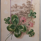 Maisema ja onnenapiloita, onnittelupk, p. 1920 - pikkukuva 1
