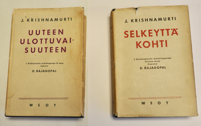 Kaksi Krischnamurti kirjaa. Ensipainokset Suomessa.